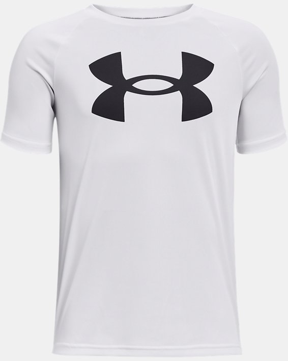 Boys' UA Tech™ Big Logo Short Sleeve, White, pdpMainDesktop image number 0